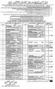 BISE Lahore 9th Class Date Sheet 2024