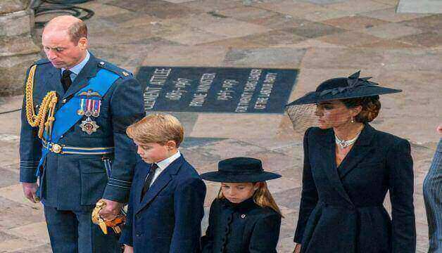 Princess Charlotte Looks Away From Queen Elizabeth's Coffin During The Funeral