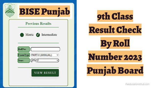 9th Class Result Check By Roll Number 2023 Punjab Board