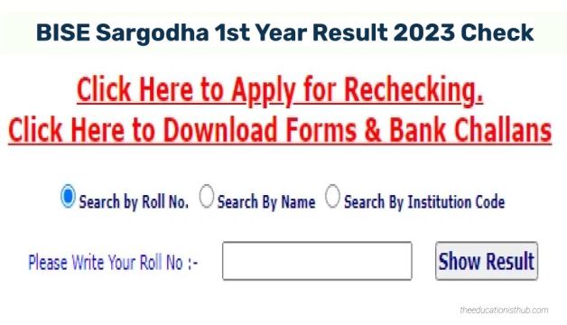 BISE Sargodha Board 1st Year Result 2023 11th Class Check Online