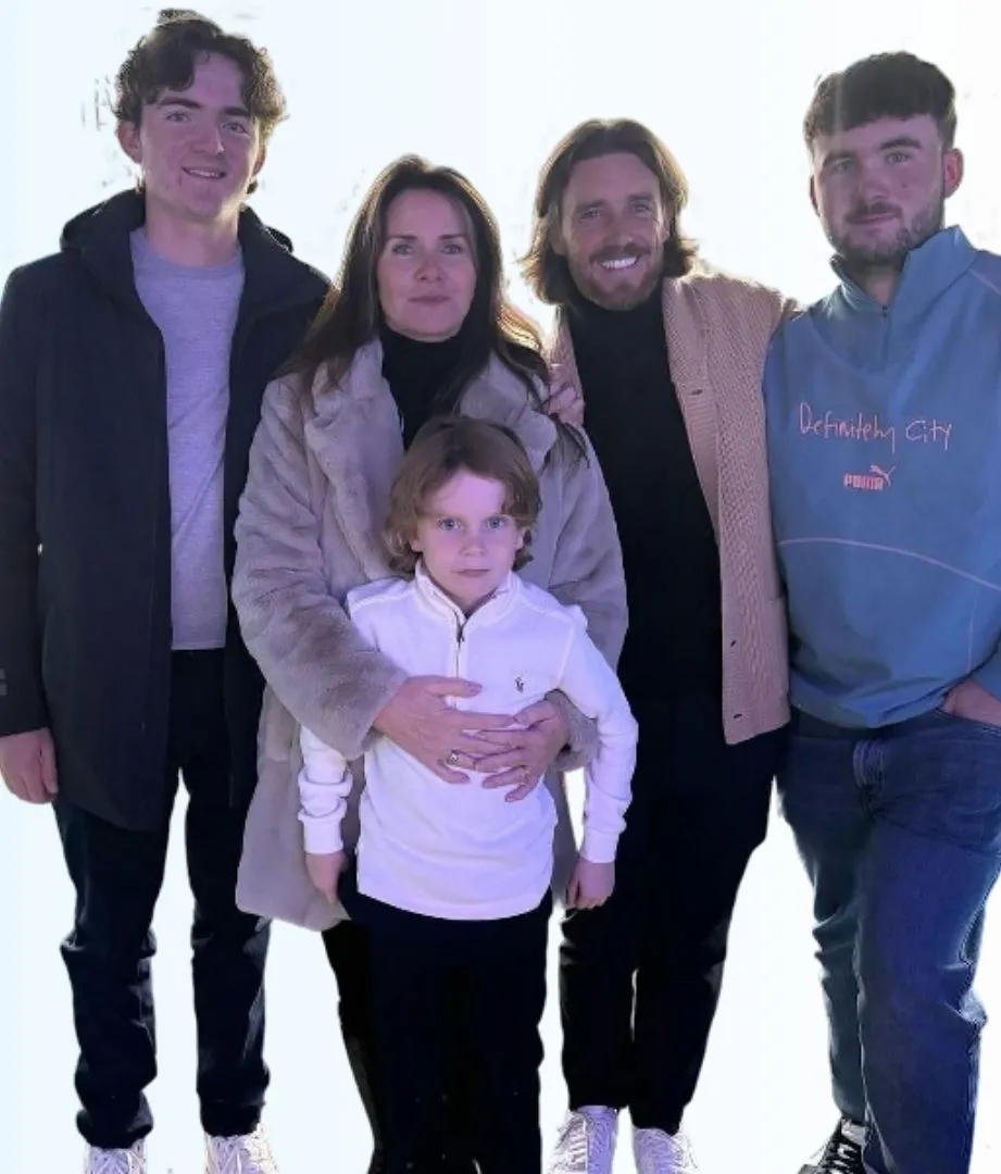 Clare Fleetwood with her husband and children