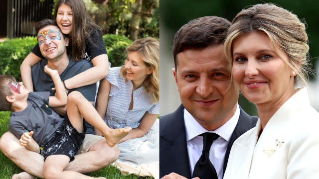 Olena Zelenska with her husband and children